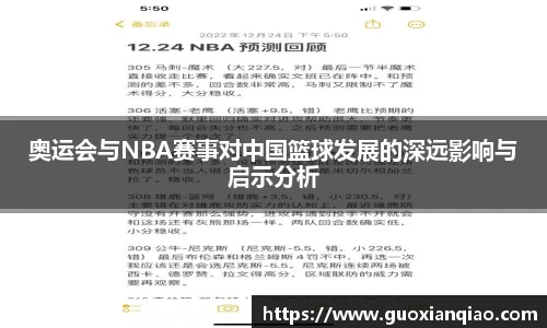 奥运会与NBA赛事对中国篮球发展的深远影响与启示分析
